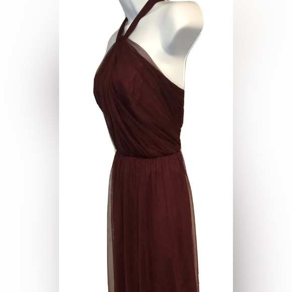 Women’s David’s Bridal Burgundy Halter Long Maxi Dress Size 8 - Picture 6 of 12